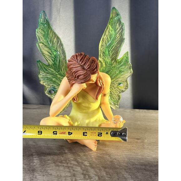 J Tipton Fairy Figurine 9.5in Green Glass Wings Crystal Orb Porcelain Statue NIB - Picture 11 of 15